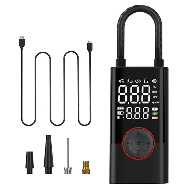 Inflador Portátil Lo Necesito Modelo IP80 (80W, Batería 2000*2 mAh, 5V, Auto/Bicicleta/Motocicleta, Incluye 4 Adaptadores USB)
