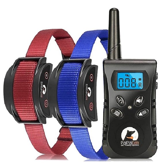 Dog Vibration Collar with Remote,No Shock Dog Training Collar,Blue&Red Nylon Collar,Rechargeable&Waterproof,1600Ft(2 Dogs).