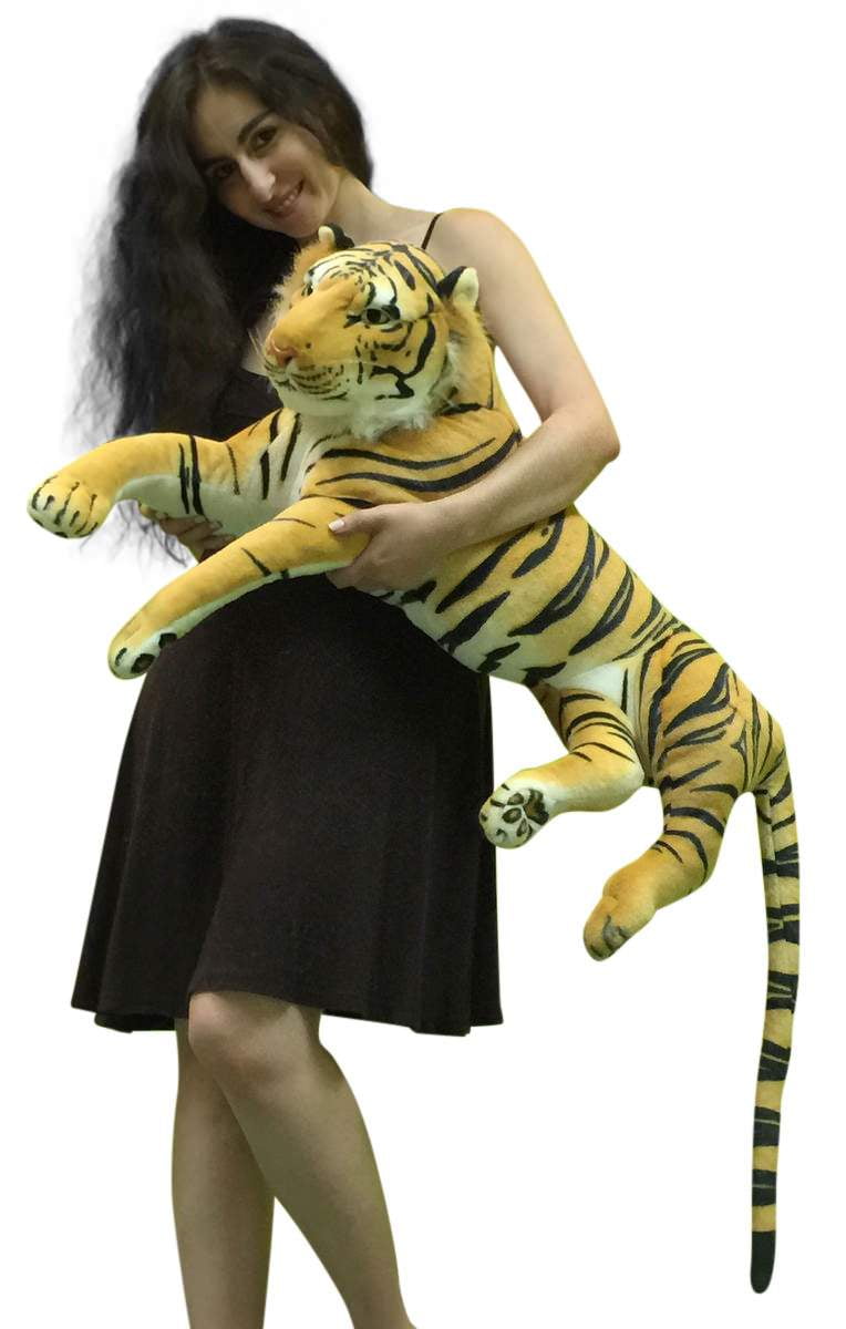 Giant Realistic Stuffed Tiger 36 Inches Long Body Plus 20 Inch Tail Oversized Plush Animal