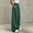 thumbnail image 5 of Wide Leg Sweatpants For Women Solid Tone Fold Over Waistband Pants Adjustable Drawstring Relaxed Fit Casual Sport Trousers, 5 of 6