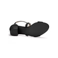thumbnail image 5 of BLISSFUL STEP Women's Open Toe Cross Strap Mid Block Heel Sandals Black 9, 5 of 8