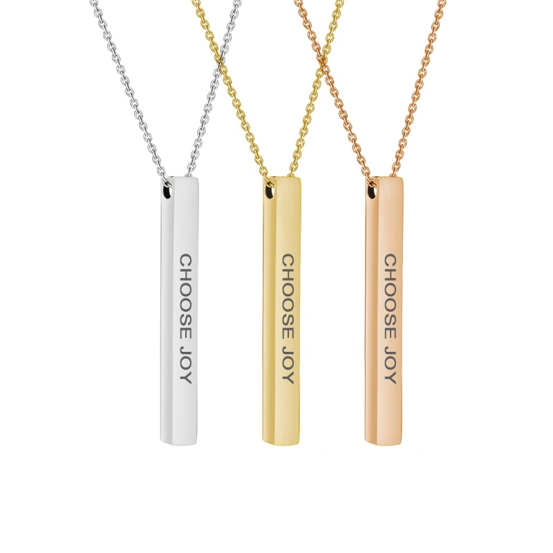 Anniversary Day Gift for Her Motivational 4-Sides Bar Necklace Stainless Stee Birthday Gift for Wife Inspirational Jewelry Gift for Her 18"Cable Chain with Gift Box [Silver - Choose Joy]