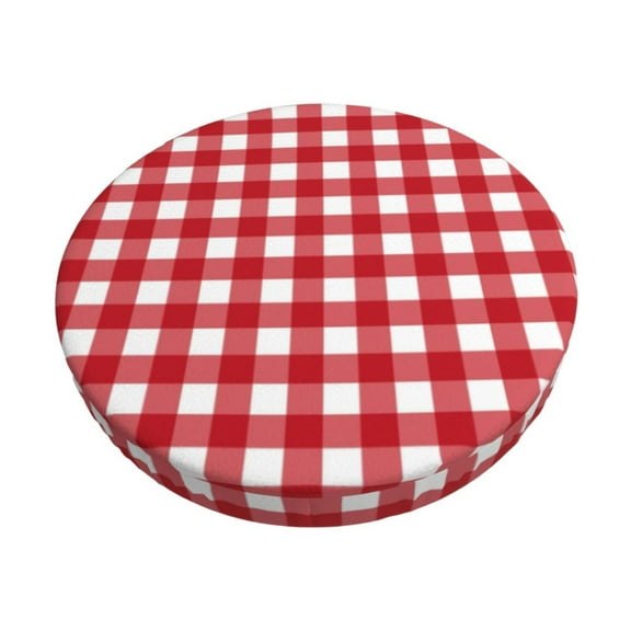 Rateoe Red Checkboard Pattern Round Bar Stool Seat Covers,Washable Stool Cushion Slipcover Elastic Bar Chair Covers for 12-14 Inch Chair -12 inch