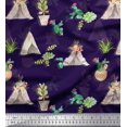 thumbnail image 1 of Soimoi Purple Cotton Duck Fabric Cactus With Conical Pot Tree Fabric Prints By Yard 42 Inch Wide, 1 of 3