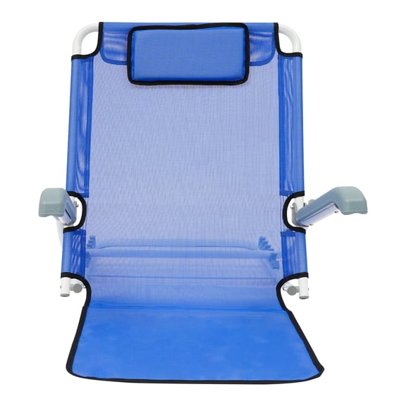 Adjustable Bed Backrest with Armrest, Beach Chair Reading Bed Rest Pillows, Lifting Backrest Portable Folding Sit-Up Back Rest, Neck Lumbar Back Support with Head Pillow (Blue Grey)
