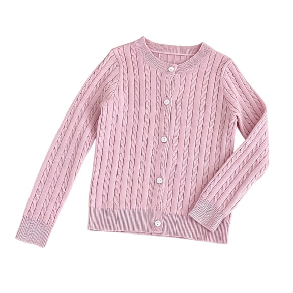 KyCheLot Girls' Knitted Cardigan Crew Neck Long Sleeve Button down Schoolwear Lightweight Comfy Soft Sweaters