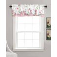 thumbnail image 3 of Pink Flowers Kitchen Valances for Windows Farmhouse Linen Window Valance Curtain for Living Room Window Treatment Cartoon Botanical Floral Vines Leaves Valance Rod Pocket Topper Drape, 42 x 12 Inch, 3 of 6