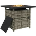 thumbnail image 1 of Outsunny 50,000 BTU Wicker Propane Fire Pit Table w/Spark Mesh Screen, Grey, 1 of 10