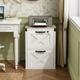 thumbnail image 2 of CZMJY 2 Drawer File Cabinet with Lock Wood Farmhouse Style – Secure Filing Storage Fits Letter and A4 Size – Practical Printer Stand for Home Office Organization, White, 2 of 8