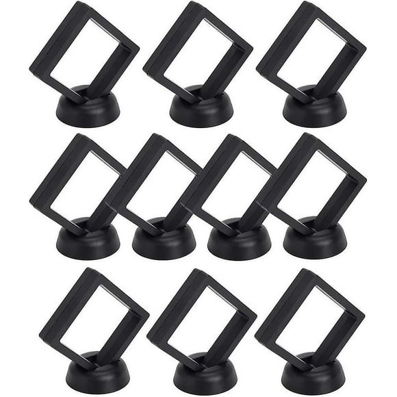 10Pcs 3D Floating Showcase Frame Showcase Clear Display for AA Medallion Antique Challenge Coin Chip Jewelry Pin, Black