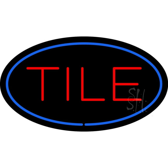Tile Oval Blue LED Neon Sign 13 x 24 - inches Black Square Cut Acrylic Backing, with Dimmer - Premium built indoor Sign for Storefront, Store interior, Exhibition, Decor.