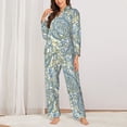 thumbnail image 2 of Pajamas for Women Set - Blue Green Paisley Comfy Long Sleeve Button Up Pajama Sets for Women 2 Piece, Soft Sleepwear Nightwear Pjs Lounge Sets for Women with Pockets, 2 of 6
