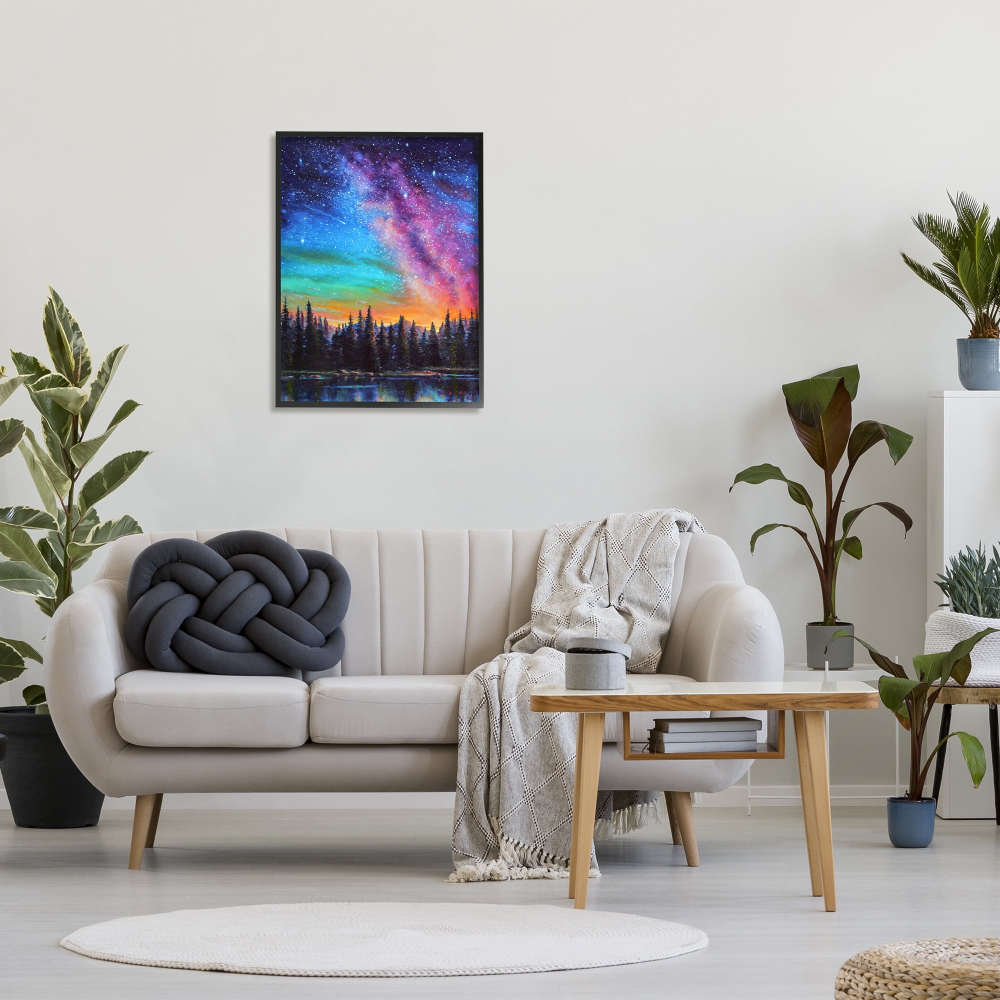 Stupell Industries Vivid Nebula Landscape Nature Painting Black Framed Art Print Wall Art, 24 x 30
