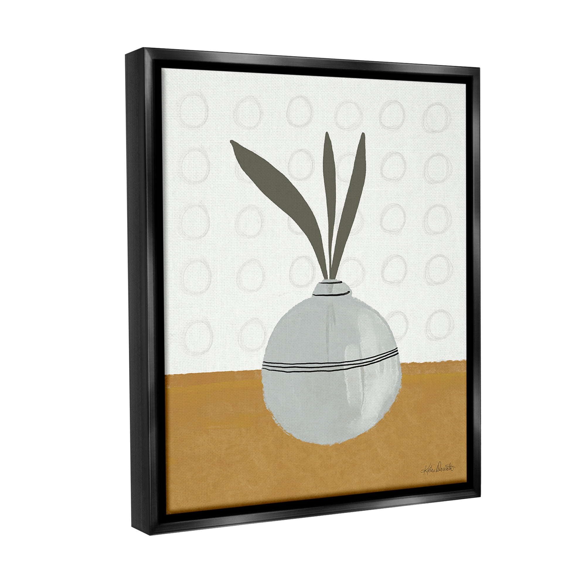 Stupell Industries Leaf Sprigs in Vase Botanical & Floral Painting Black Floater Framed Canvas Art Print Wall Art, 25 x 31