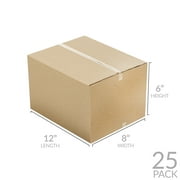 UOFFICE Wholesale Corrugated Boxes 12" x 8" x 6" - Pack of 25 Shipping Boxes