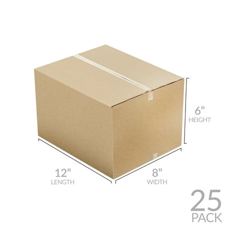 UOFFICE Wholesale Corrugated Boxes 12" x 8" x 6" - Pack of 25 Shipping Boxes