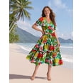 thumbnail image 2 of Vestido midi YESNO de verano con estampado floral con cuello en V y manga abullonada S EVX CR010, 2 of 5