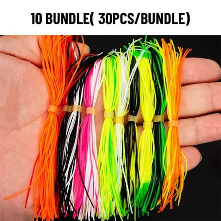 50 Pcs Durable Spinner Sinking Lifelike Artificial Silicone Skirts Jig Bait Windless Rubber Squid Soft Fishing Lures Beard 10 BUNDLE( 30PCS/BUNDLE)