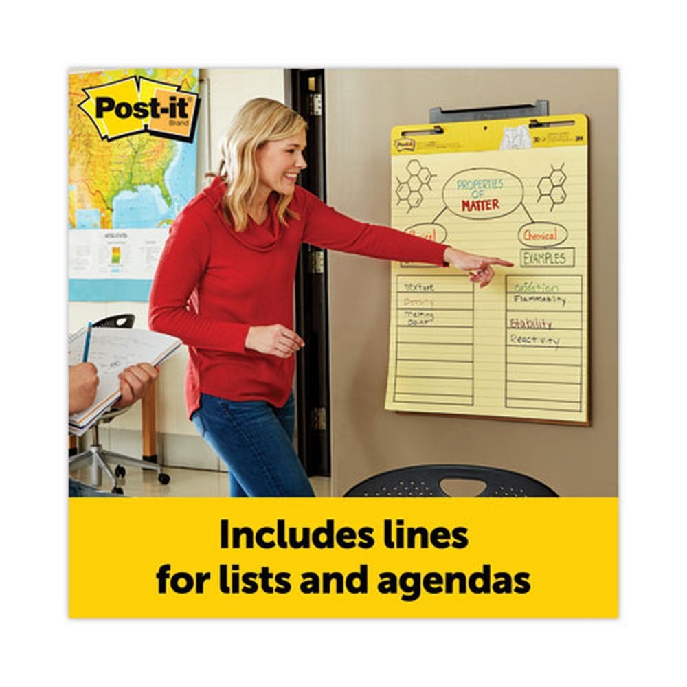 Post-it Easel Pads Super Sticky 561 25 X 30 Ruled Self Stick Easel Pads - Yellow (30 Sheets/Pad, 2 Pads/Carton)