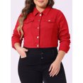 thumbnail image 2 of DARING DIVA Women's Plus Button Closed Cropped Denim Jacket 4X Red, 2 of 6