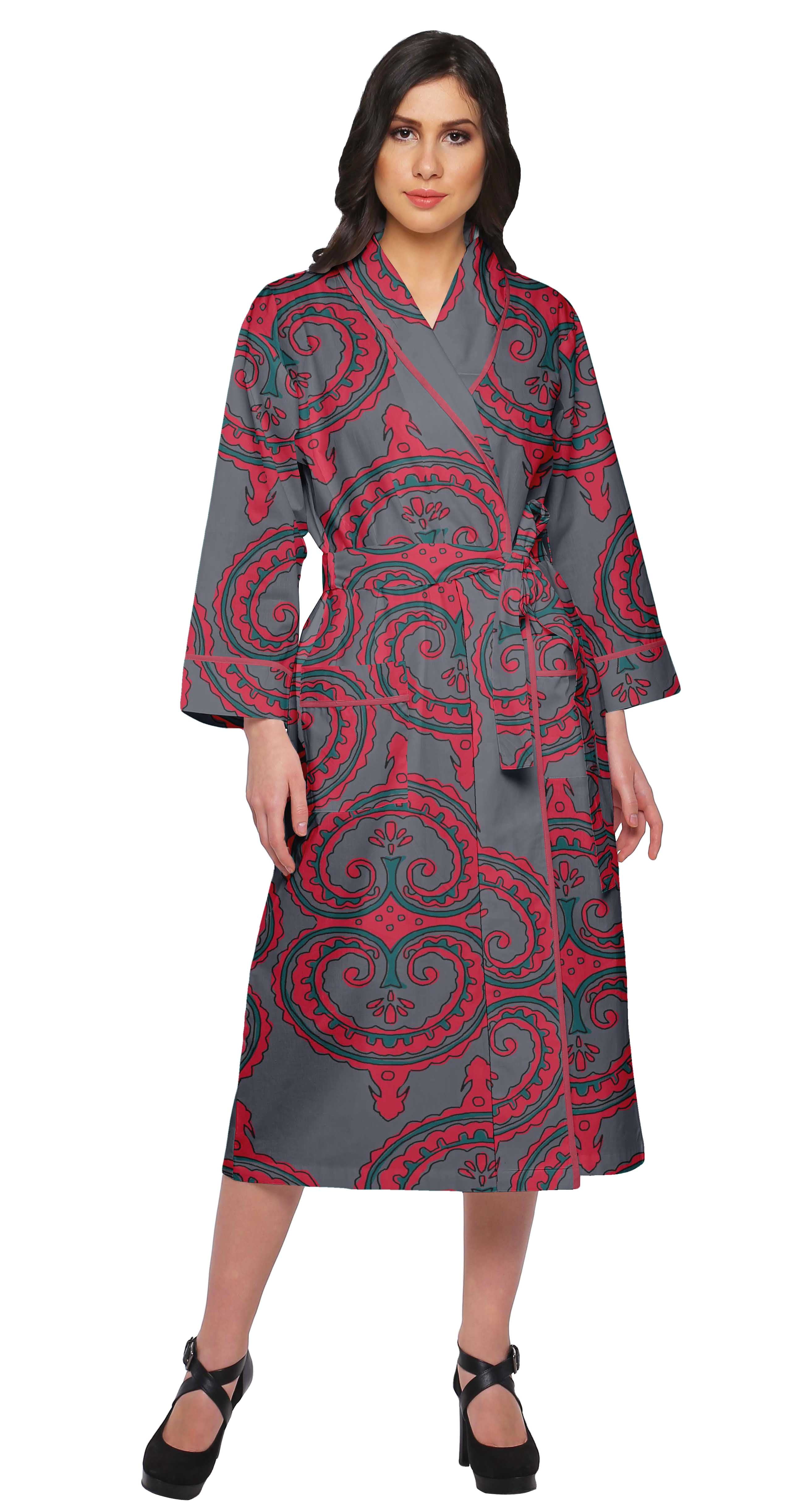 Moomaya Printed Bath Robe Girls Sleepwear Cotton Long Nightwear ...