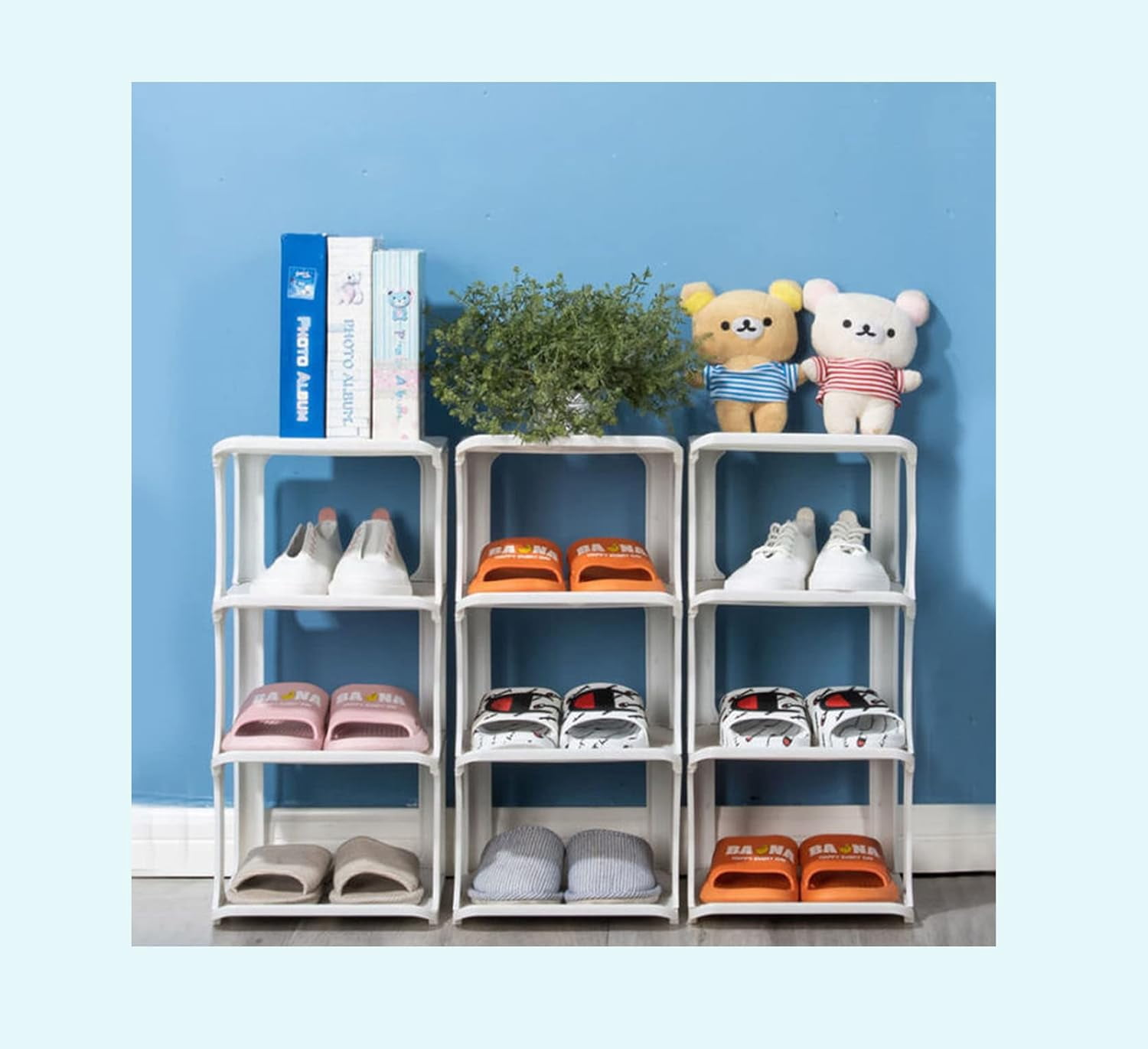 Tall Shoe Rack Narrow Vertical Shoe Rack Skinny Shoe Tower Small Corner Shoe Organizer (3-layer)