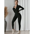 thumbnail image 5 of Fashion Zipper Long Sleeve Fitness Overalls Women Sportswear Quick-dry Gym Yoga Jumpsuit Black Sport Set Women One Piece Outfit, 5 of 16