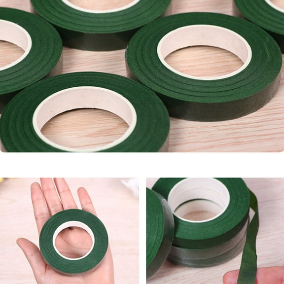 Moluckfu Green Tape Self-adhesive Paper Tape for Garland Wreath Green DIY Crafts Home Use 10 Rolls