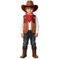 thumbnail image 4 of mgoYE Cowboy Cowgirl Outfits for Boys, Toddler Kids Dress Up Role Play Parties Cowboy Kids' Vest & Bandana Set Hat(Brown,7-8 Years), 4 of 7