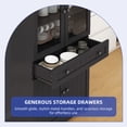 thumbnail image 2 of ModFusion 71 Inch Rounded Arch Pantry Cabinet with Adjustable Shelf, Glass Door, Large Drawer, Food Cupboard Kitchen Buffet Hutch, Black, 2 of 10
