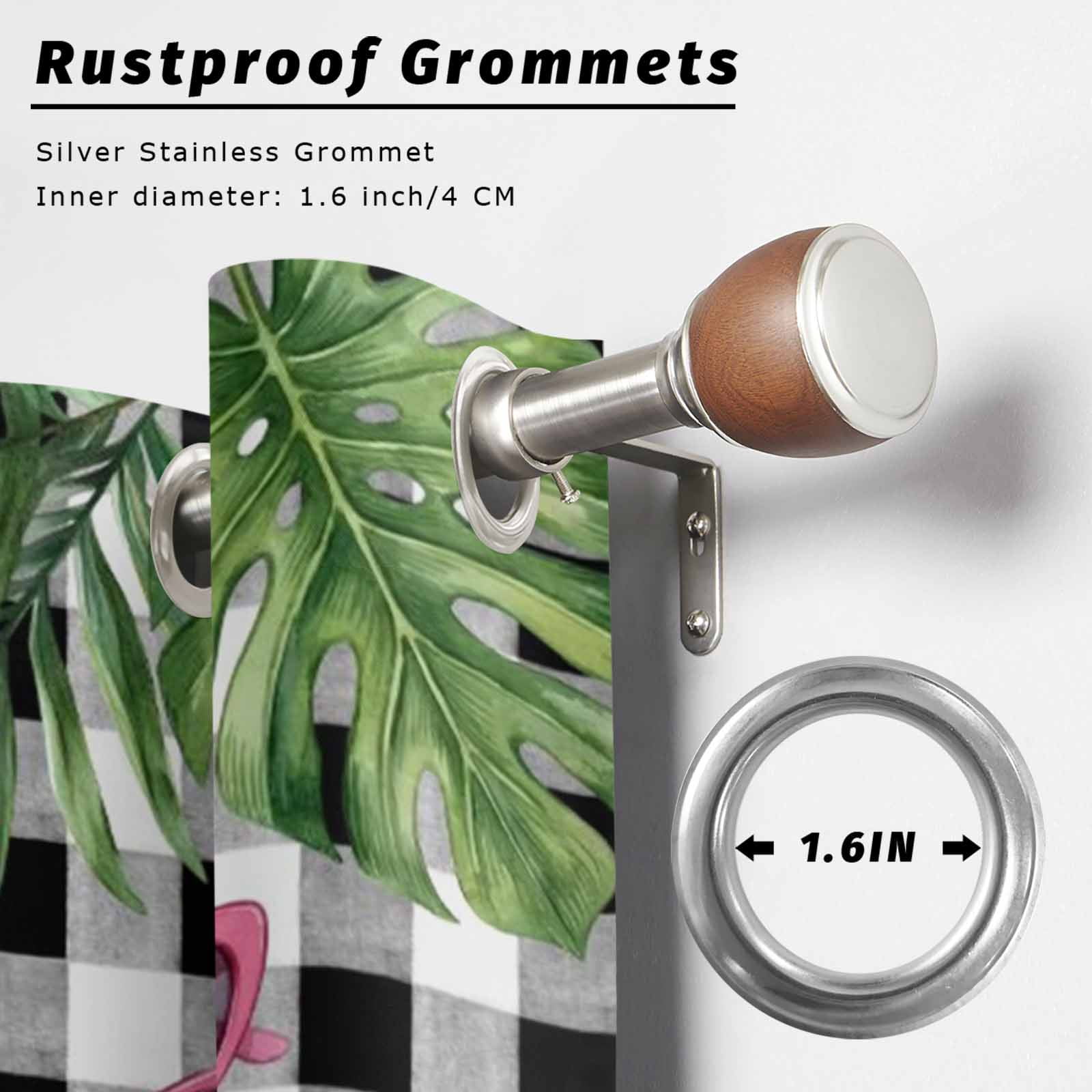 Summer Ocean Pink Surfboard Outdoor Curtains for Patio, Beach Slippers Flower Palm Leaf Black Plaid Sunshade Privacy Drapes Grommet Waterproof Outside Curtains for Porch Balcony 54"x108", 1 Panel