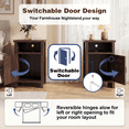 thumbnail image 6 of Furmax Farmhouse End Table, Nightstand Set of 2 with Barn Door and Shelf, Side Table for Living Room Bedroom, Dark Brown, 6 of 8