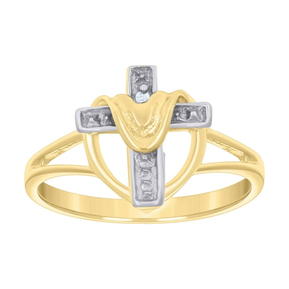 10kt 10k Two-tone Gold Womens Draped Cross Religious Ring