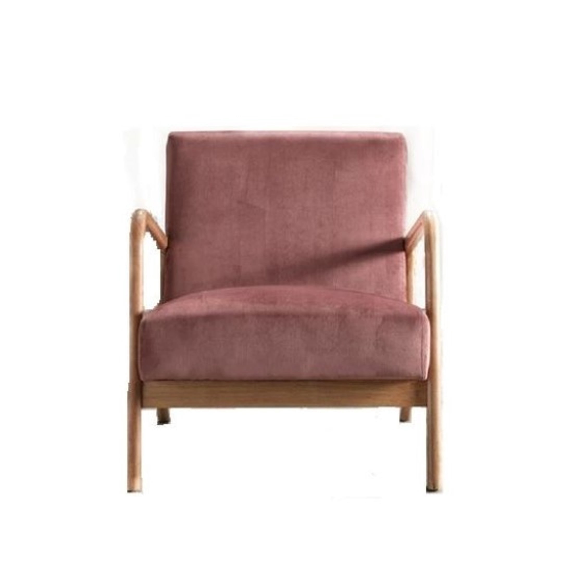 GDF Studio 32.7" Mid-Century Modern Accent Chair with Open Wood Frame, Plush Velvet Upholstery, Rose