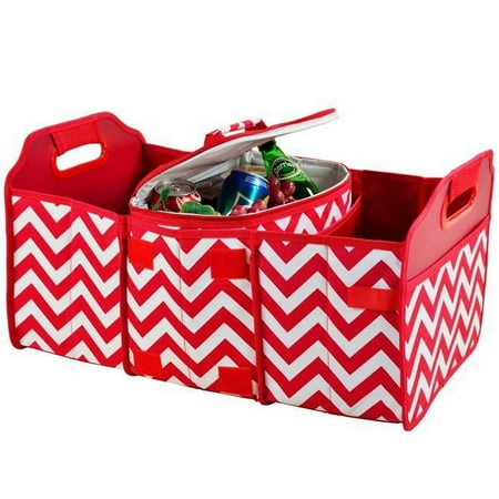 Picnicat Ascot 8014-CR Trunk Organizer And Cooler Set - Chevron Red