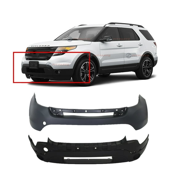 DCP Front Bumper Covers Kit For 2011-2015 Ford Explorer FO1014108 XLT Base Sport Limited W/O Fog Holes