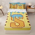 thumbnail image 3 of Homewish Light Blue Dripping Baseball Stitch Waffle Letter S Graphic Zipper Twin Comforter Sets with Fitted Sheet and 2 Pillowcases,Alphabet Graphic Zipper Bedding Set,4-Piece, 3 of 6