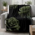 thumbnail image 2 of Sage Green Rose Blanket Soft Cozy Warm Throw Blanket for Couch, Plush Fuzzy Flannel Fleece Blankets for Sofa, Vintage Abstract Garden Flower Floral Black Bed Blankets Gifts for Men, 50"x60", 2 of 9