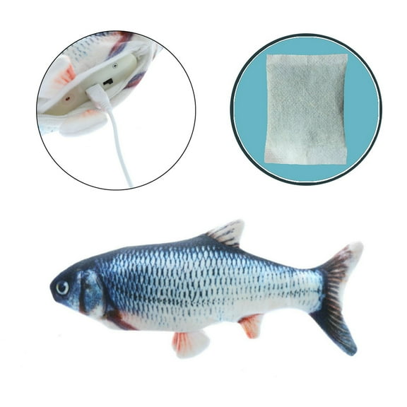 CIYISON Rechargeable Moving Fish Toy for Cats Flopping Plush Fish USB Beating Modes Interactive Pet Chew Toys for Kitten