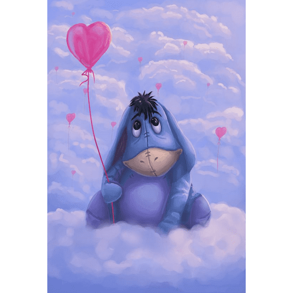 DIY 5D Diamond Painting by Number Kits, Crystal Rhinestone Diamond Embroidery Paintings Pictures Arts Craft for Home Wall Decor (Eeyore, 12x16inch)