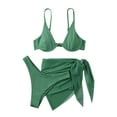 thumbnail image 4 of WREESH Womens Bikini Set with Sarong Bathing Suit Beach Cover Up Wrap Skirt Solid Bikini Strap Bikini Deep V Split Swimsuit Set Three-Piece Swimming Suit Green, 4 of 8