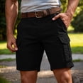 thumbnail image 3 of Mens Cargo Shorts Elastic Waist Stretch Work Shorts Relaxed Fit Hiking Chino Short Multi Pockets, L, 3 of 10