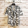 thumbnail image 1 of Qiopertar Liquidation à Moins de 5$ Chemise à Fleurs Décontractée à Col Boutonné avec Poche, Chemise à Col Rabattu, Blouse à Manches Courtes en Liquidation, 1 of 3