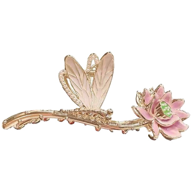 Pinza de pelo de metal con forma de flor de loto, antideslizante, accesorio para el cabello para mujer