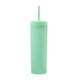 thumbnail image 1 of Billuyoard Botella de agua de 16 oz, taza de paja esmerilada de plástico de 2 capas, bebida portátil, taza de té de la leche, soporte para Mostrada Verde 21 cm x 7.2 cm, 1 of 6