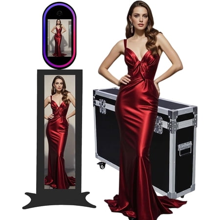 PAAFNN 13.3inch Touch Screen Magic Mirror Photobooth Machine with RGB Light APP Control for Events