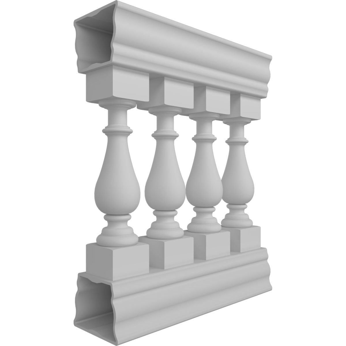 Ekena Millwork 33"H x 2'L Fiberthane Traditional Unassembled Balustrade Railing Kit, Style N (5 7/8" On-Center Spacing to Pass 4" Sphere Code)