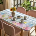 thumbnail image 3 of Easter Eggs Table Cloths for 4 Foot Rectangle Tables, Spring Daisy Eucalyptus Leaves Blue Plaid Patio Waterproof Elastic Fitted Tablecloths, Washable Rectangular Table Cover for Camping, 3 of 8