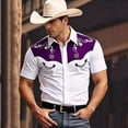 thumbnail image 2 of CONZONE Mens Buttons Down Shirts Short Sleeve Shirts for Men Trendy Western Cowboy Embroidery Collared Soft Lightweight Summer Tops, 2 of 4