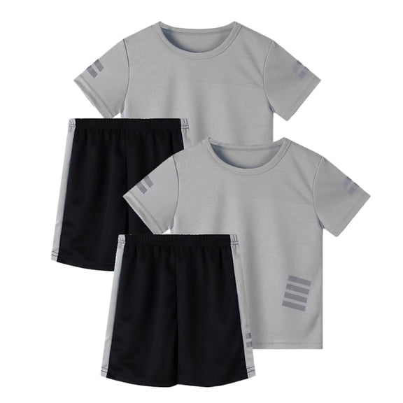 Hellosay Athletic Set Boys 4 Piece Mesh T Shirt Athletic Clothing Set with Reflective Strips Tracksuit Size 9-10T